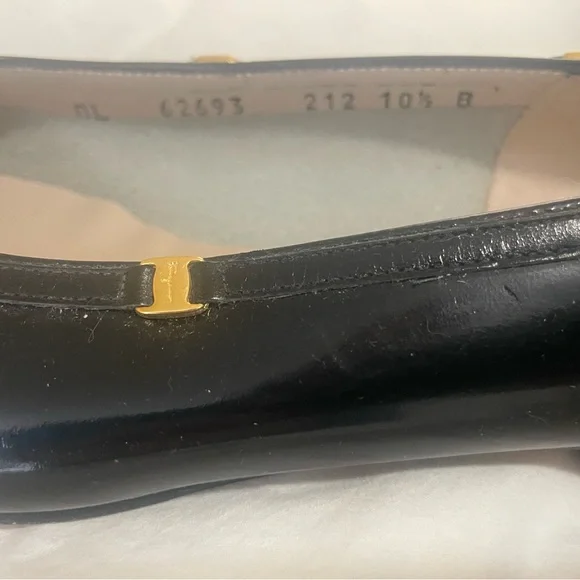 Salvatore Ferragamo Black Flats with Gold Accents - Picture 3 of 4